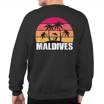 Retro Sunset Maldives Vacation Souvenir Sweatshirt Back Print | Mazezy