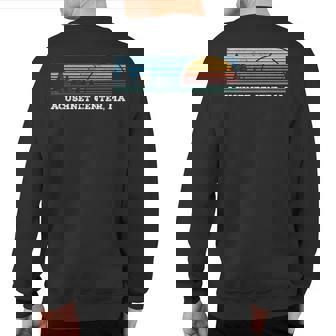 Retro Sunset Stripes Acushnet Center Massachusetts Sweatshirt Back Print | Mazezy