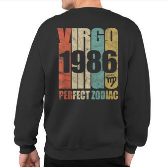 Retro Virgo 1986 32 Yrs Old Bday 32Nd Birthday Sweatshirt Back Print | Mazezy
