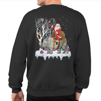 Rhinoceros Lover Xmas Santa Riding Rhino Christmas Sweatshirt Back Print - Thegiftio UK