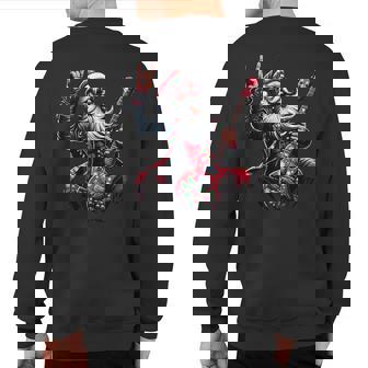 Rock & Roll Christmas Santa Claus Guitar Player Sweatshirt Back Print | Mazezy