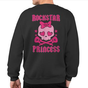 Rockstar Princess Heavy Metal Pirate Skull Pink Sweatshirt Back Print | Mazezy