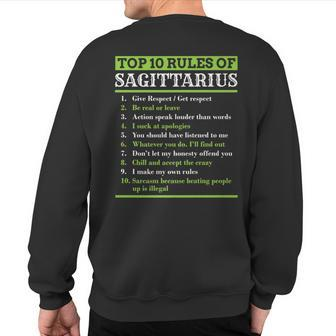 Sagittarius Traits Horoscope Zodiac Sign Top 10 Rules Sweatshirt Back Print | Mazezy
