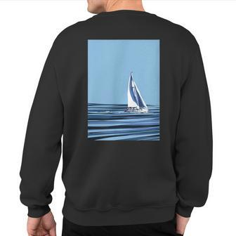 Sailboat With Background Sweatshirt Back Print | Mazezy