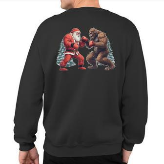 Santa Claus Boxing Bigfoot Sasquatch Christmas Sweatshirt Back Print - Monsterry