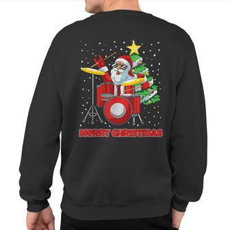 Santa Drummer Christmas Pajama X-Mas Drum Player Musician Sweatshirt Back Print - Thegiftio UK