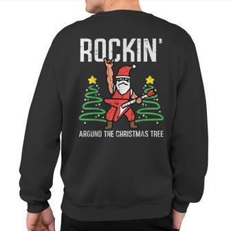 Santa Guitar Rockin Christmas Tree Xmas Rocker Boy Sweatshirt Back Print - Thegiftio UK
