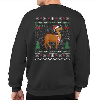 Santa Hat Camel Animal Lover Xmas Ugly Camel Christmas Sweatshirt Back Print - Thegiftio UK