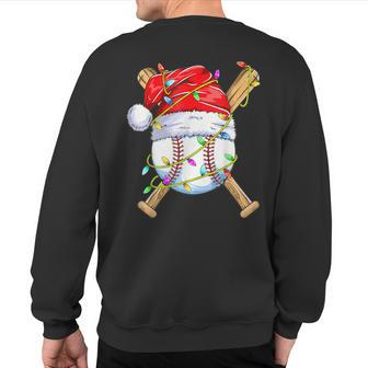 Santa Sports For Boys Christmas Baseball Player Sweatshirt Back Print - Seseable