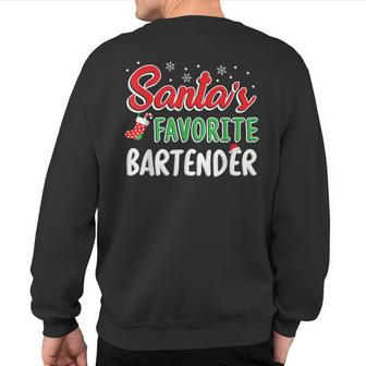 Santa's Favorite Bartender T Cute Xmas Party Drinking Sweatshirt Back Print - Monsterry AU