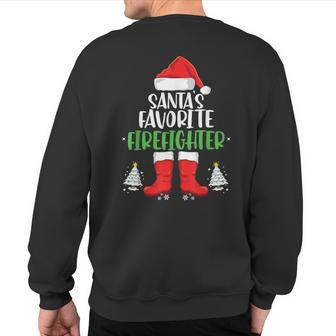 Santa's Favorite Firefighter Family Matching Christmas Party Sweatshirt Back Print - Monsterry UK