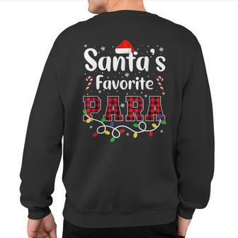 Santa's Favorite Para Christmas Paraprofessional Santa Hat Sweatshirt Back Print - Monsterry