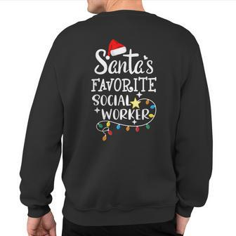 Santa's Favorite Social Worker Christmas School Social Work Sweatshirt Back Print - Seseable