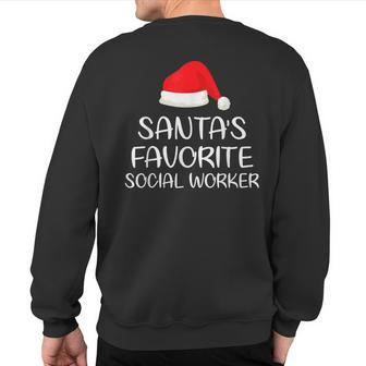 Santa's Favorite Social Worker Matching Family Christmas Sweatshirt Back Print - Monsterry UK