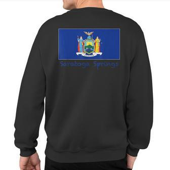 Saratoga Springs New York Usa Flag Souvenir Sweatshirt Back Print | Mazezy