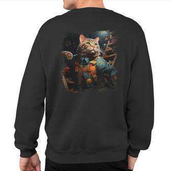 Saucy Suphalak Cat Chutes & Ladders Novelty Sweatshirt Back Print | Mazezy