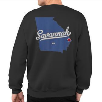 Savannah Georgia Ga Map Sweatshirt Back Print | Mazezy