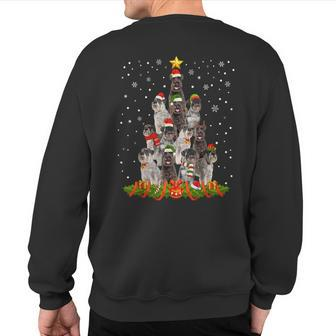 Schnauzer Dog Christmas Tree Santa Hat Xmas Pajama Sweatshirt Back Print | Mazezy