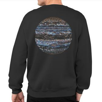 Sci-Fi Space Tourism Futuristic Neon Planet Jupiter Sweatshirt Back Print | Mazezy