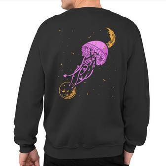 Sea Creature Ocean Animals Moon Space Jellyfish Sweatshirt Back Print | Mazezy