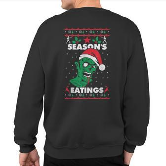 Season's Eatings Ugly Christmas Zombie Sweatshirt Back Print | Mazezy