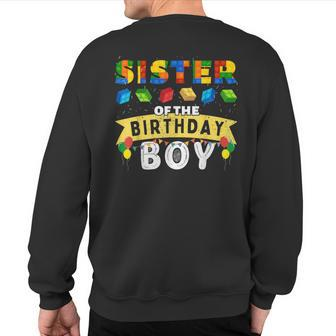 Sister Of The Birthday Boy Building Blocks Master Builder Sweatshirt Back Print - Thegiftio UK