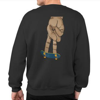 Skateboard Fingerboard Cartoon Finger Skate Sweatshirt Back Print | Mazezy