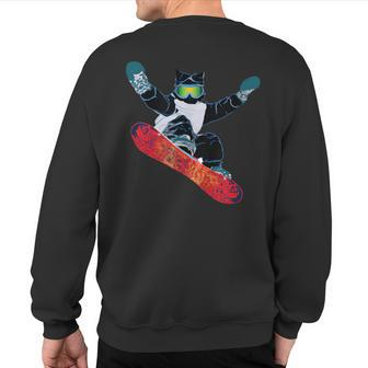 Ski Snowboard Goggles Skiing Snowboarding Cat Sweatshirt Back Print | Mazezy