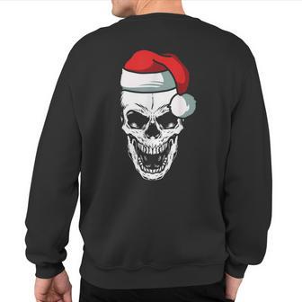 Skull Santa Hat Christmas Cool Skeleton X-Mas Sweatshirt Back Print - Thegiftio UK