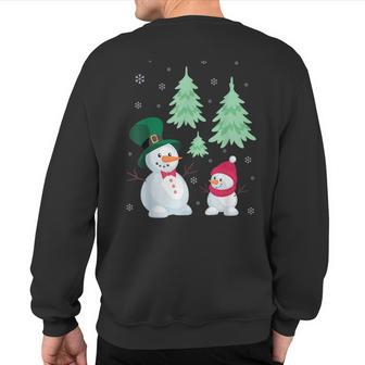 Snowman Christmas Tree Snowflakes Sweatshirt Back Print - Monsterry DE