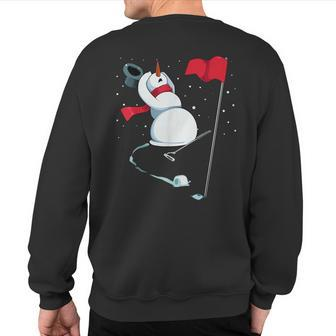 Snowman Playing Golf Christmas Pajama Sport X-Mas Golfer Sweatshirt Back Print | Mazezy