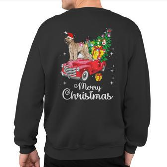 Soft Coated Wheaten Terrier Rides Red Truck Christmas Sweatshirt Back Print | Mazezy