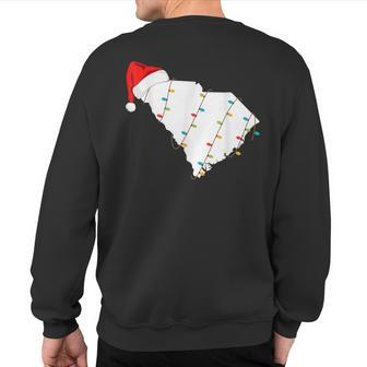 South Carolina Map Christmas With Santa Hat Sweatshirt Back Print | Mazezy