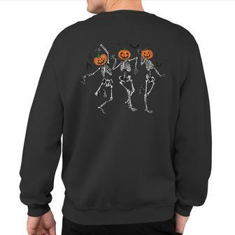Spooky Dancing Pumpkin Head Skeletons Sweatshirt Back Print | Mazezy