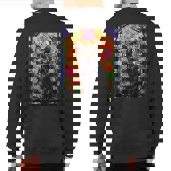 Stained Glass Style Chantilly-Tiffany Cat Sweatshirt Back Print | Mazezy