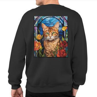 Stained Glass Style European Shorthair Cat Sweatshirt Back Print | Mazezy
