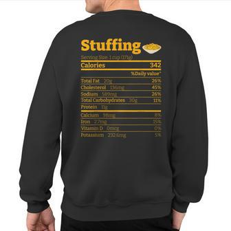 Stuffing Nutrition Facts Thanksgiving Xmas Costume Sweatshirt Back Print - Seseable