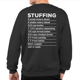 Stuffing Recipe Thanksgiving Food Costume Dark Sweatshirt Back Print | Mazezy
