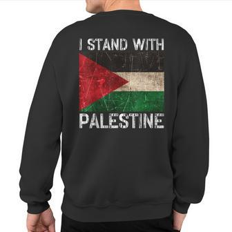 Support I Stand With Palestine Free Palestine Flag Arabic Sweatshirt Back Print - Seseable