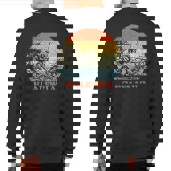 Surfing Hale'iwa Vintage Retro Throwback Surf Sweatshirt Back Print | Mazezy