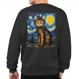 Surrealism Starry Night Donskoy Cat Sweatshirt Back Print | Mazezy