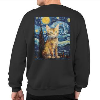Surrealism Starry Night European Shorthair Cat Sweatshirt Back Print | Mazezy