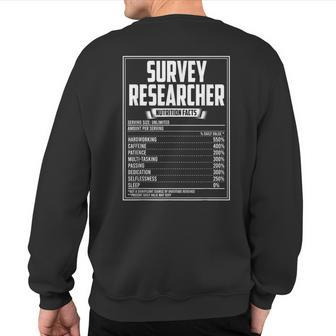 Survey Researcher Nutrition Facts Sweatshirt Back Print | Mazezy