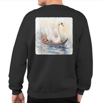 Swan Riding A Paddle Boat Concept Of Swan Using Paddle Boat Sweatshirt Back Print | Mazezy