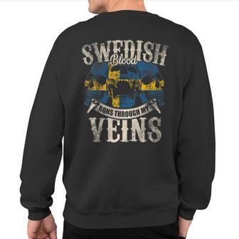 Swedish Blood Runs Through My Veins Sweatshirt Back Print - Seseable