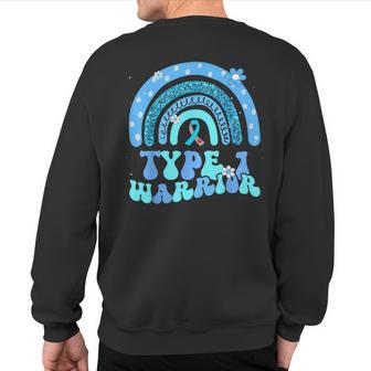 T1d Warrior Type 1 Diabetes Awareness Blue Ribbon Sweatshirt Back Print - Thegiftio UK