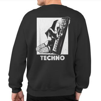 Techno Nun House Dj Breakcore Cybergrind Sweatshirt Back Print | Mazezy