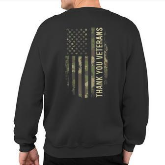 Thank You Veterans Camouflage American Flag Sweatshirt Back Print - Thegiftio UK
