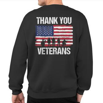 Thank You Veterans Day & Memorial Day Partiotic Military Sweatshirt Back Print - Monsterry