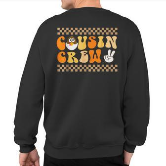 Thanksgiving Cousin Crew With Cool Turkey For Family Holiday Sweatshirt Back Print | Mazezy